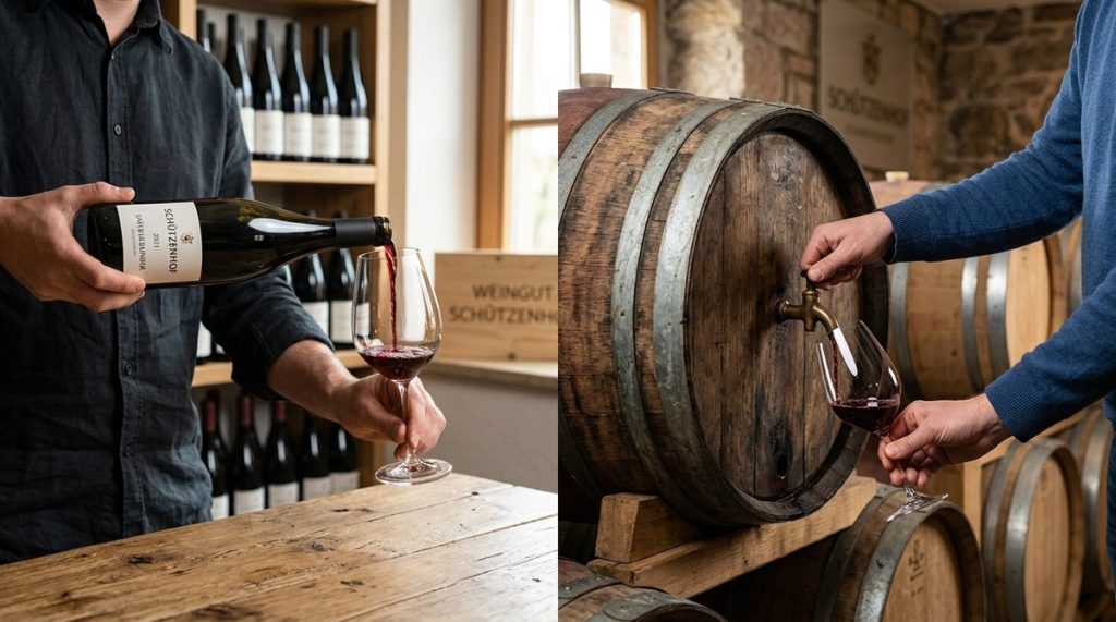 Wein aus der Flasche oder vom Fass: Was ist der Unterschied?
